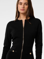 Forever New Black Dani Long Sleeves Zip Detail Mini Dress - Image 3 of 5