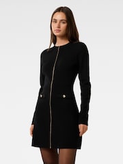 Forever New Black Dani Long Sleeves Zip Detail Mini Dress - Image 4 of 5