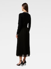 Forever New Black Giana Embellished Pleated Dress - Image 2 of 4
