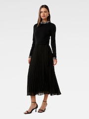 Forever New Black Giana Embellished Pleated Dress - Image 4 of 4