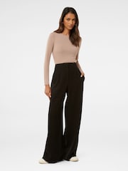 Forever New Black Freya Petite High Waist Wide Leg Trousers - Image 5 of 5