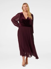 Forever New Purple Margaret Curve Velvet Midi Dress - Image 1 of 1