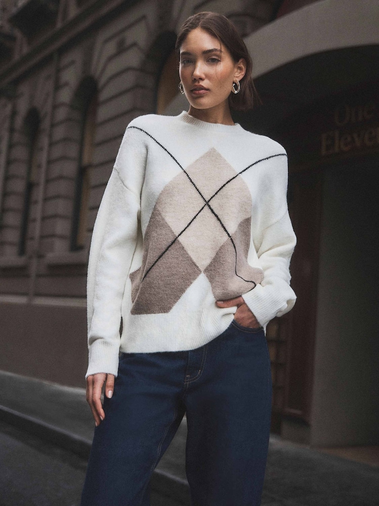 Forever New Natural Emma Argyle Knit Jumper - Image 1 of 5