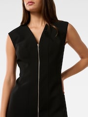 Forever New Black Hannah Zip Front Mini Dress - Image 3 of 5