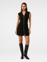 Forever New Black Hannah Zip Front Mini Dress - Image 5 of 5
