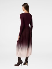 Forever New Purple Harmony Crew Ombre Pleated Midi Dress - Image 2 of 4