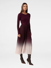 Forever New Purple Harmony Crew Ombre Pleated Midi Dress - Image 3 of 4