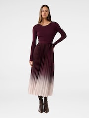 Forever New Purple Harmony Crew Ombre Pleated Midi Dress - Image 4 of 4