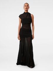 Forever New Black Petite Lune Layered Mesh Dress - Image 1 of 4