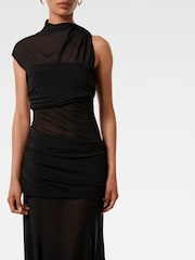 Forever New Black Petite Lune Layered Mesh Dress - Image 3 of 4
