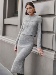 Forever New Grey Sasha Boucle Co-ord Cardigan - Image 1 of 5