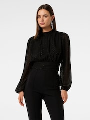 Forever New Black Macy Metallic Top - Image 1 of 5