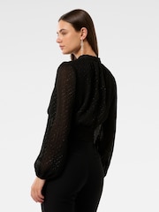 Forever New Black Macy Metallic Top - Image 2 of 5