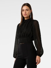 Forever New Black Macy Metallic Top - Image 4 of 5