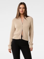 Forever New Natural Harley Knitted Bomber Jacket - Image 3 of 5