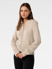 Forever New Natural Harley Knitted Bomber Jacket - Image 4 of 5