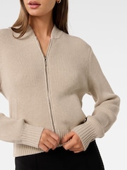 Forever New Natural Harley Knitted Bomber Jacket - Image 5 of 5