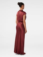 Forever New Brown Sienna Petite High Neck Satin Maxi Dress - Image 2 of 4