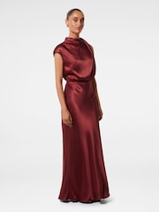 Forever New Brown Sienna Petite High Neck Satin Maxi Dress - Image 4 of 4