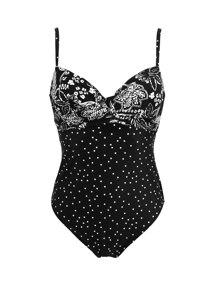 Pour Moi Black Scoop Neck Tummy Control Swimsuit - Image 3 of 4