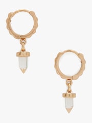 AllSaints Gold Tone Stone Charm Huggies Earings - Image 1 of 3