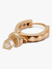 AllSaints Gold Tone Stone Charm Huggies Earings - Image 2 of 3