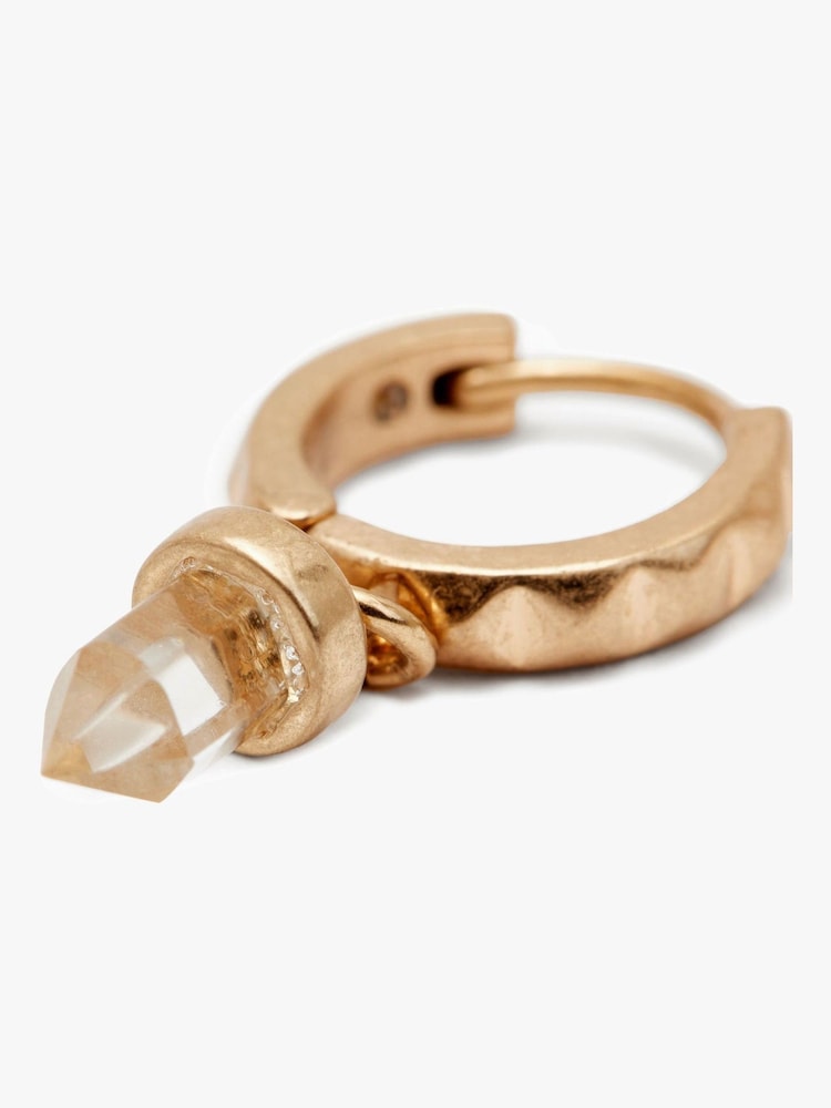 AllSaints Gold Tone Stone Charm Huggies Earings - Image 2 of 3 AllSaints Gold Tone Stone Charm Huggies Earings - Image 2 of 3