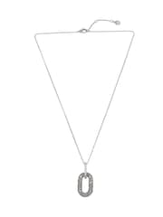 AllSaints Silver Tone Pavé Link Pendant Necklace - Image 1 of 3