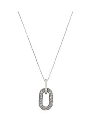 AllSaints Silver Tone Pavé Link Pendant Necklace - Image 2 of 3