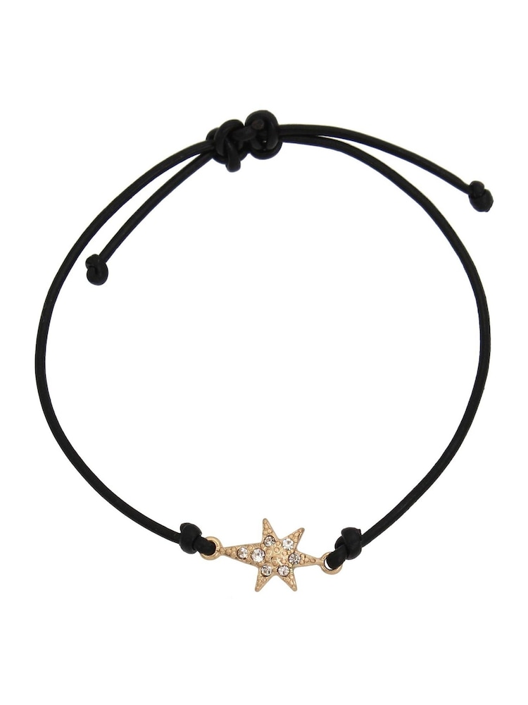 AllSaints Black Starburst Leather Slider Bracelet - Image 1 of 3 AllSaints Black Starburst Leather Slider Bracelet - Image 1 of 3