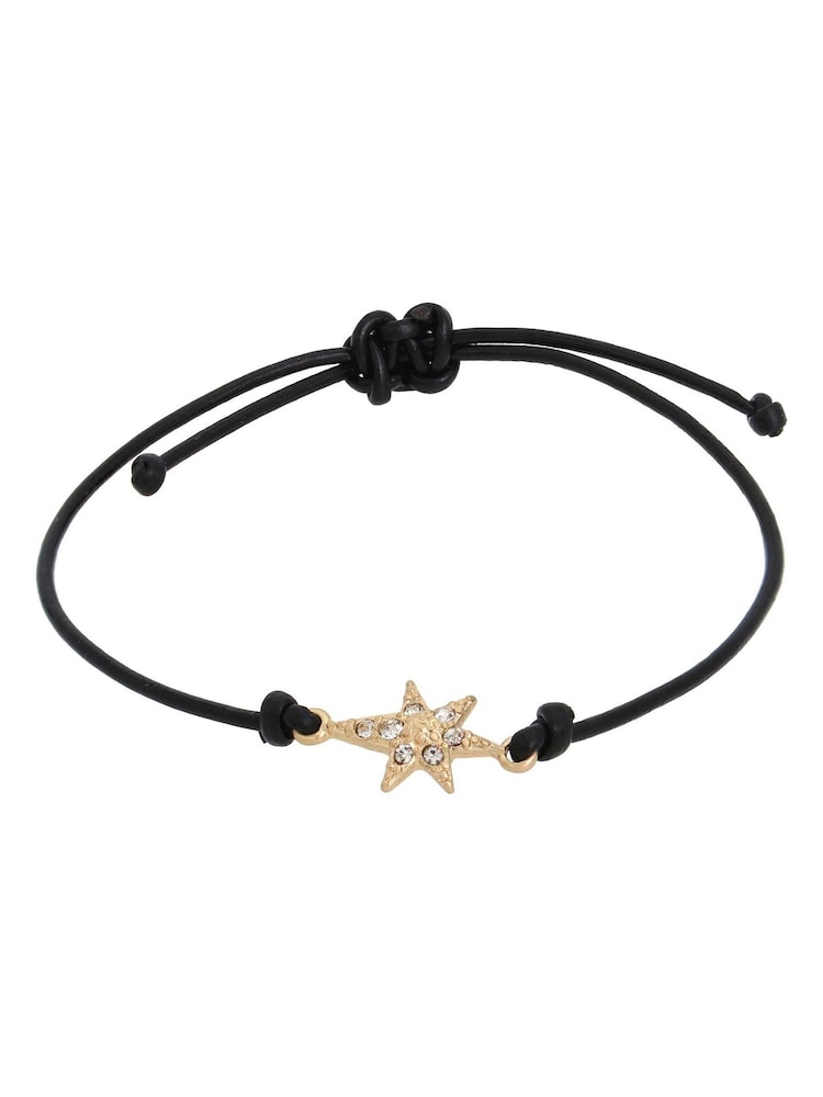 AllSaints Black Starburst Leather Slider Bracelet - Image 2 of 3