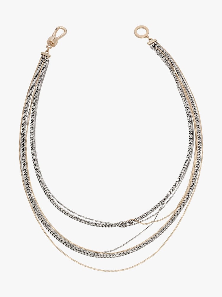 AllSaints Gold Tone Mixed Layered Necklace - Image 1 of 4 AllSaints Gold Tone Mixed Layered Necklace - Image 1 of 4