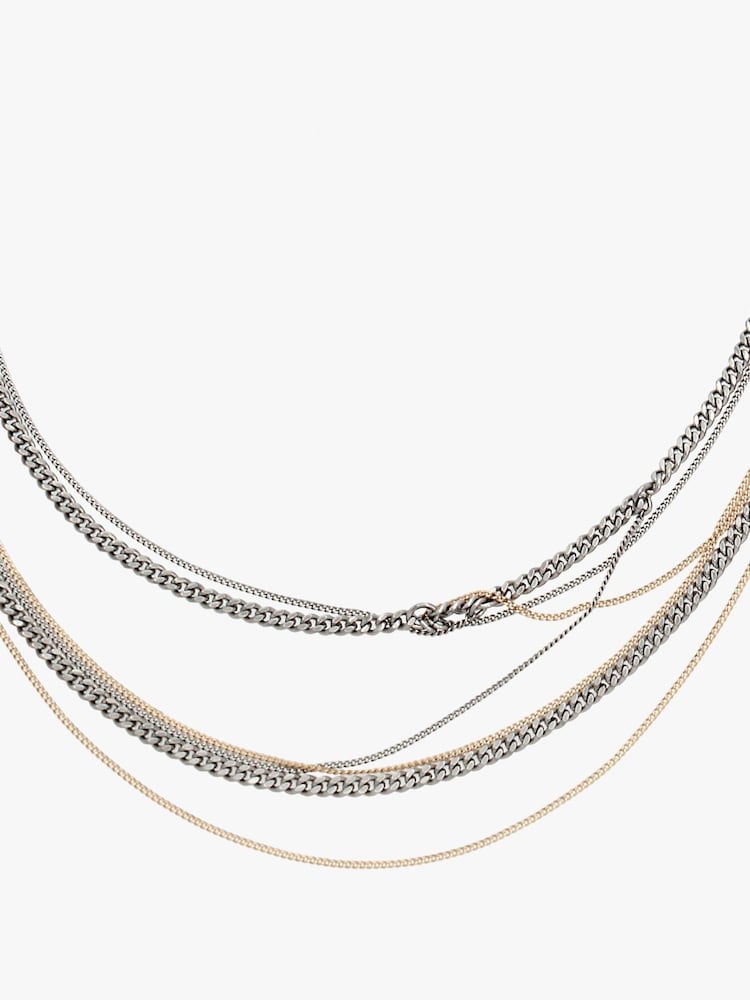 AllSaints Gold Tone Mixed Layered Necklace - Image 2 of 4 AllSaints Gold Tone Mixed Layered Necklace - Image 2 of 4