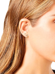 AllSaints Gold Tone Toggle Bar Front Back Earrings Set - Image 5 of 5