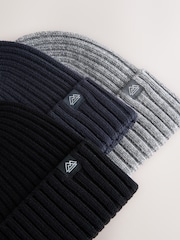 Темно-синий/черный - Knitted Beanie Hats 3 Pack (1-16yrs) - Image 5 of 6