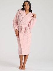 Loungeable Pink Teddy Cut Sherpa Midi Hooded Robe - Image 3 of 7