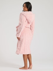 Loungeable Pink Teddy Cut Sherpa Midi Hooded Robe - Image 5 of 7