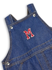 Girls Blue Personalised Monnagrammed 100% Cotton Dungarees by Alphabet - Image 2 of 6