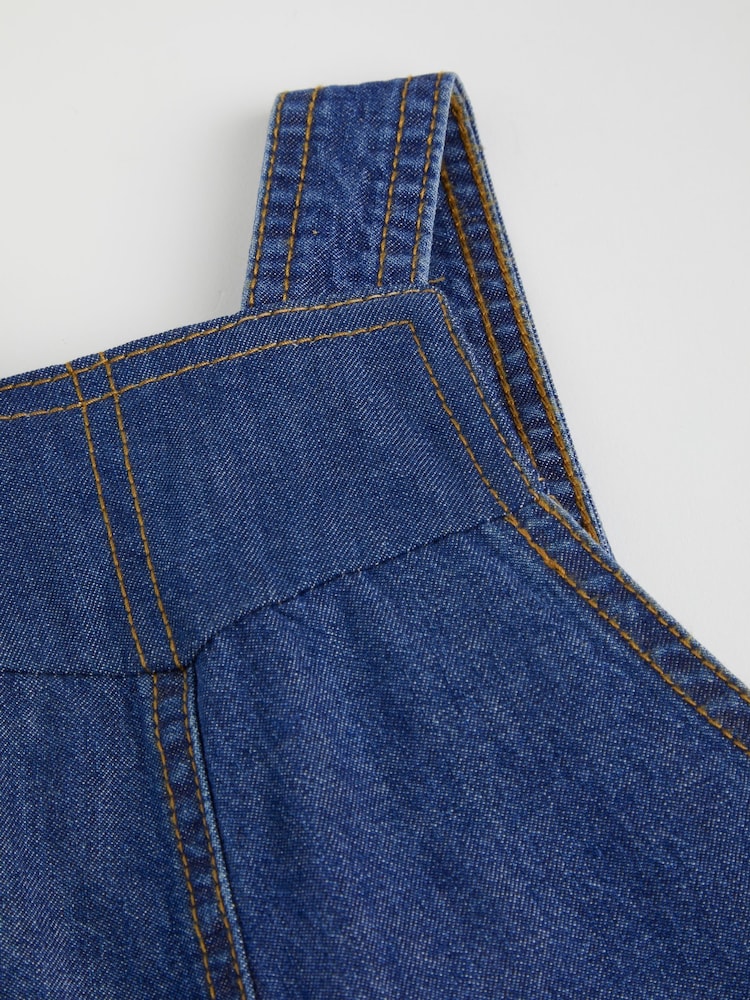 Girls Blue Personalised Monnagrammed 100% Cotton Dungarees by Alphabet - Image 6 of 6
