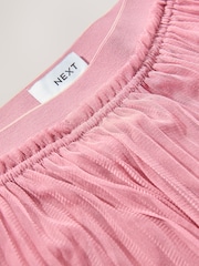 Pink Pleated Mesh Tulle Maxi Skirt - Image 2 of 3
