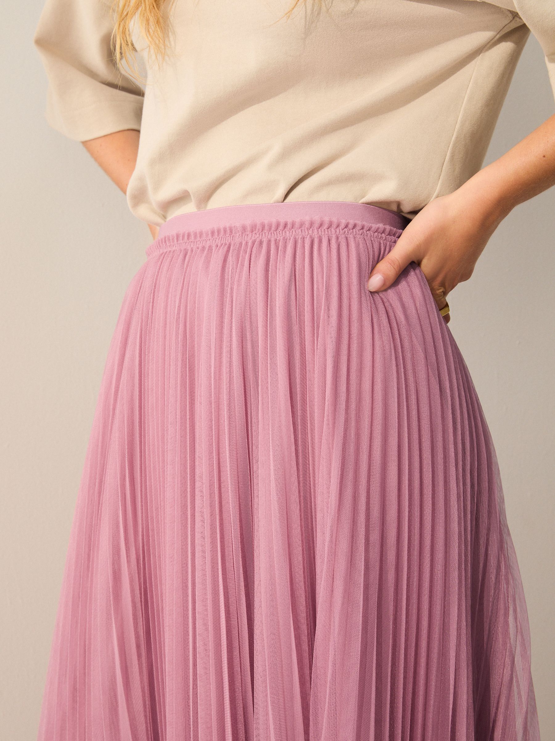 Buy Pink Mesh Pleated Maxi Skirt from Next South Africa