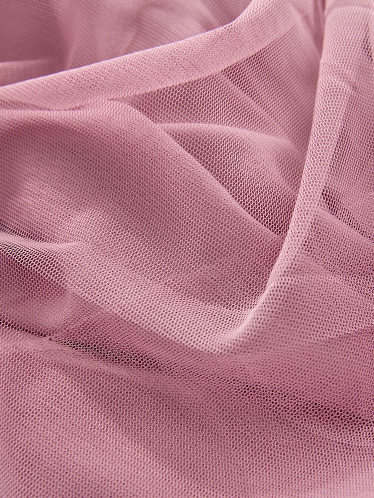Pink Pleated Mesh Tulle Maxi Skirt - Image 7 of 7