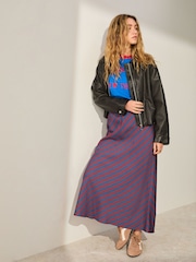 Marineblau/Burgunderrot - Stripe Column Skirt - Bild 2 von 8