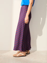 Marineblau/Burgunderrot - Stripe Column Skirt - Bild 3 von 8