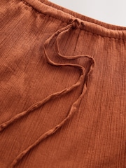 Dunkles Orange - Boho Tiered Midi Skirt - Bild 2 von 3