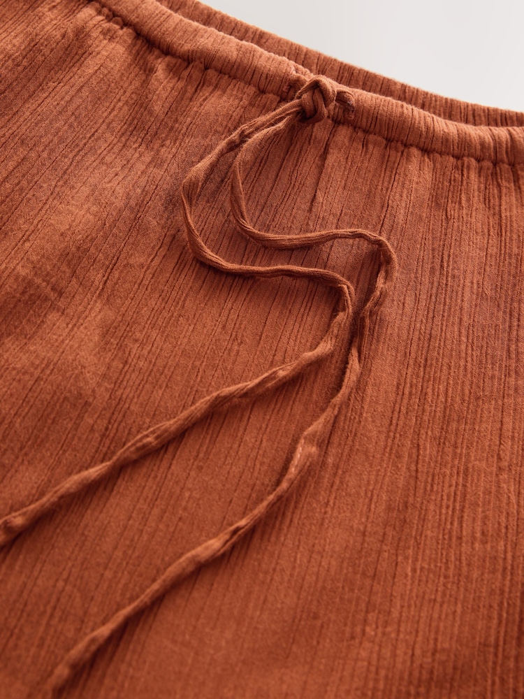 Dunkles Orange - Boho Tiered Midi Skirt - Bild 2 von 3