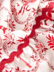 Ecru/Red Lobster Print 100% Cotton Tiered Maxi Skirt - Image 2 of 3