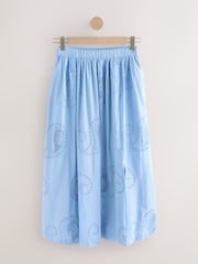 Blue Embroidered Paisley Midi Skirt - Image 1 of 3