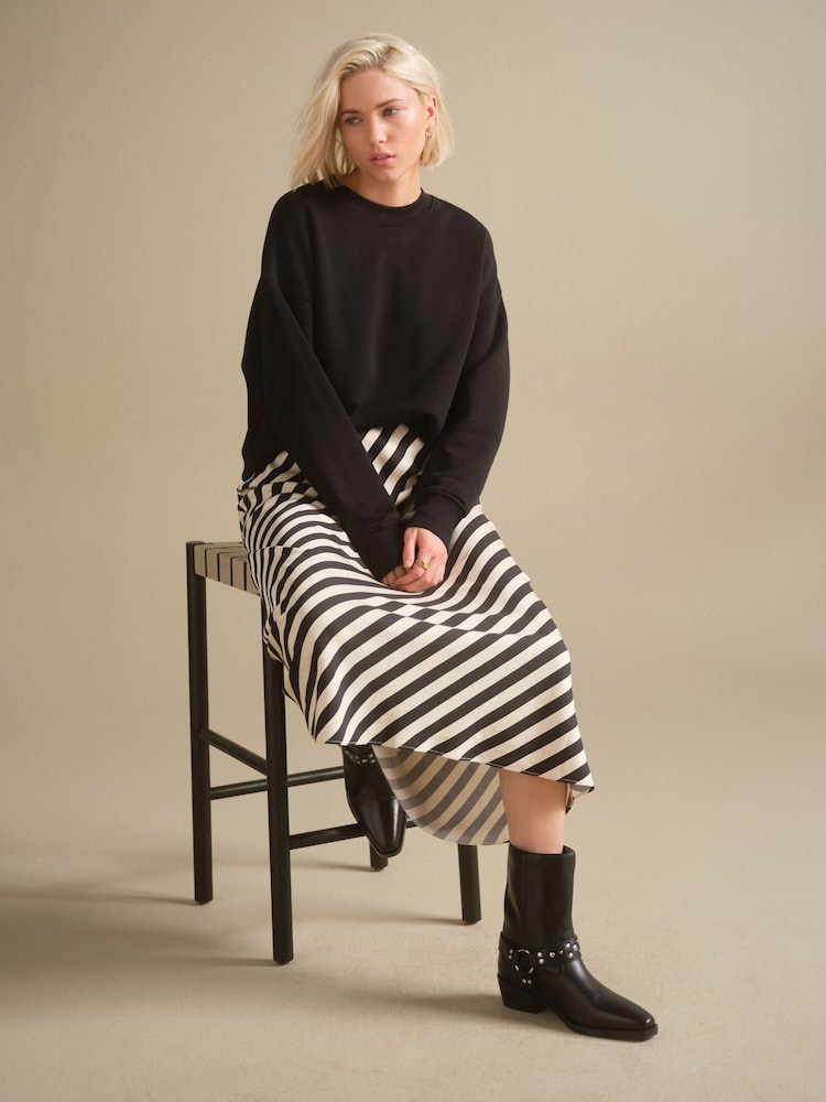 Schwarz/Weiß - Stripe Column Skirt - Bild 2 von 8