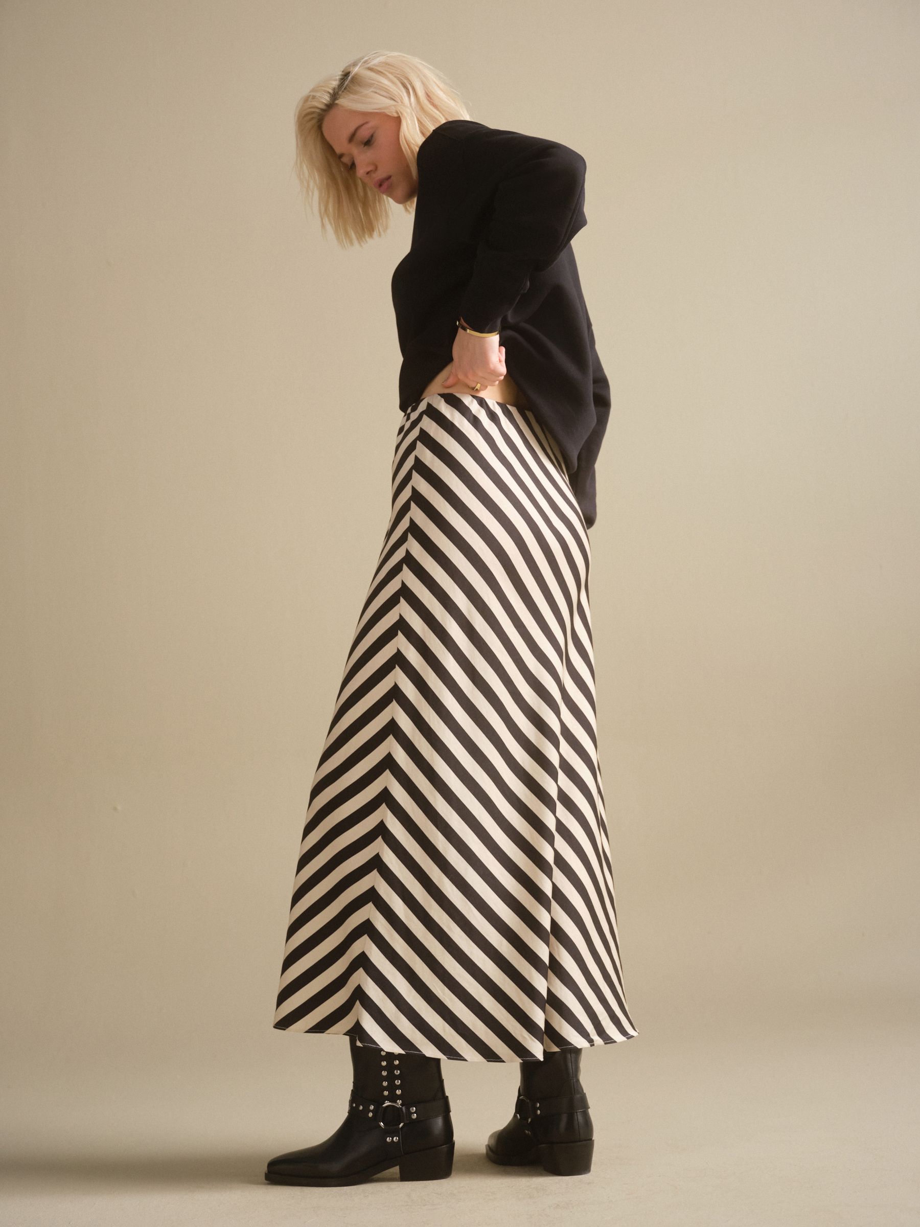 Buy Black/White Stripe Column Skirt from Next USA